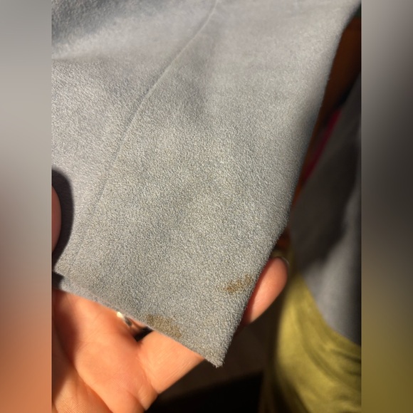 Vintage Made in Canada Faux Suede Belted Jacket • Mandarin Collar • Blue Blazer - Picture 15 of 16